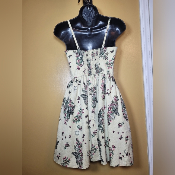 Hell Bunny Retro Rockabilly Pinup Steam Punk Butterfly Clock Fit and Flare Dress - Picture 11 of 11